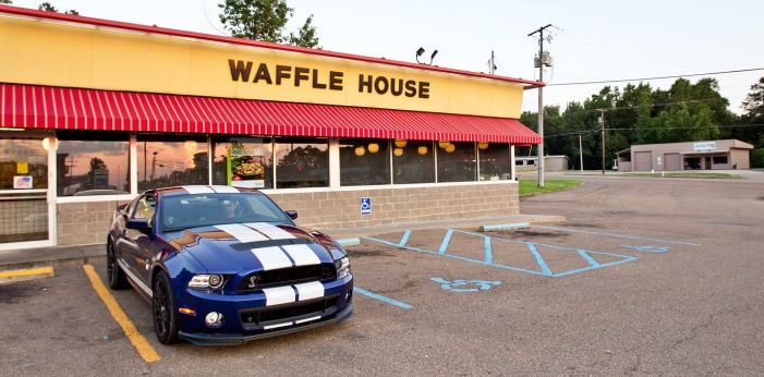 2013 Shelby GT500 in front of Waffle House