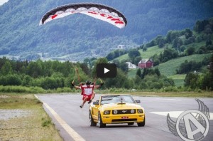 Woman Skydiving Into Ford Mustang Woman Skydiving Into Ford Mustang